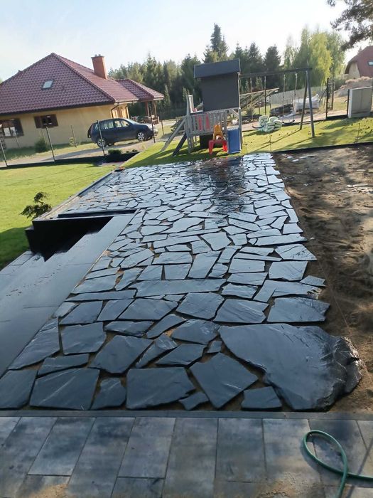 Czarny łupek - format nieregularny dziki kamień antracyt grafit