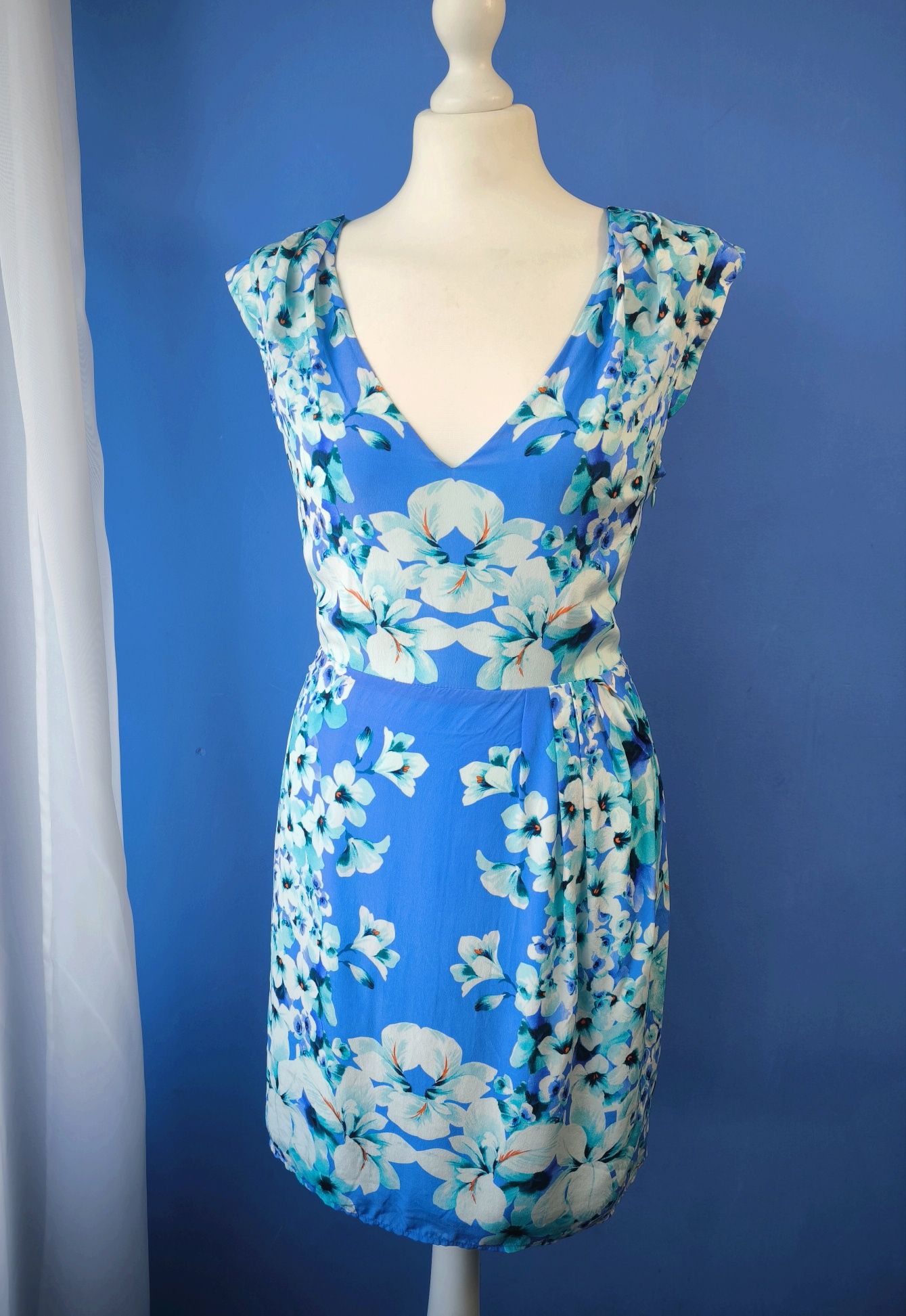 Jedwabna sukienka OASIS - 100% silk jedwab r. 40 L