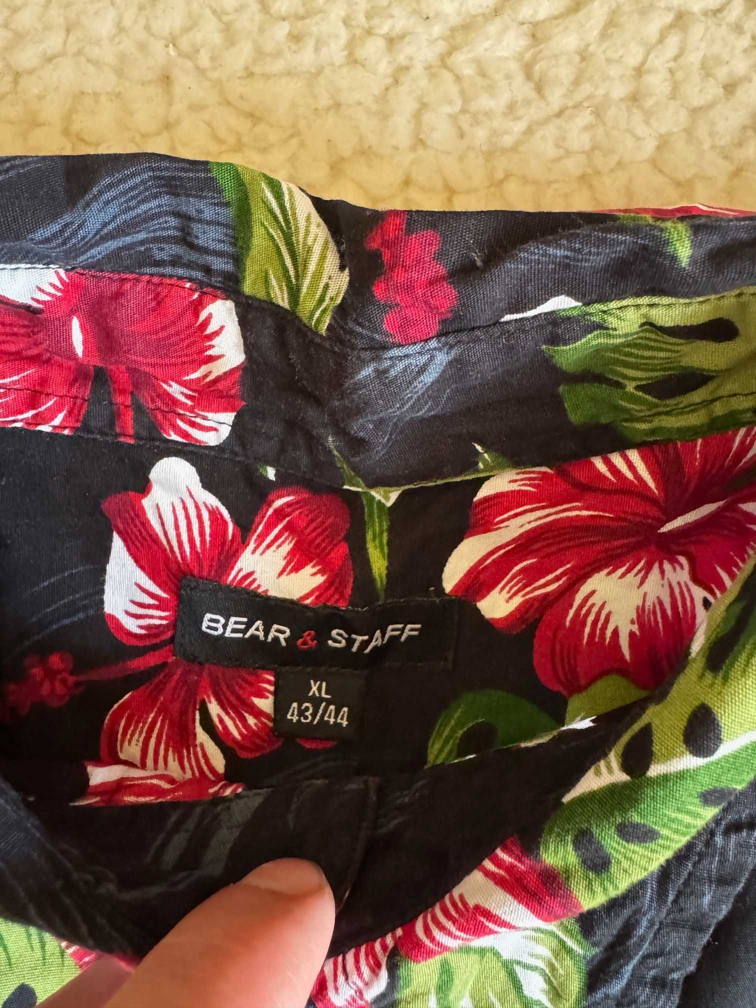 Wzorzysta koszula męska z krótkim rękawem, Bear & Staff r XL ideał