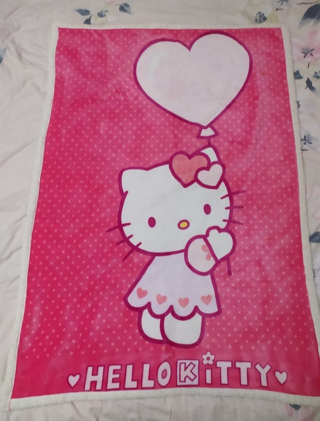 Тепле дитяче одіялко плед покривало на хутрі Hello kitty