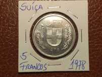 152 moeda da Suíça de 5 francos de 1978
