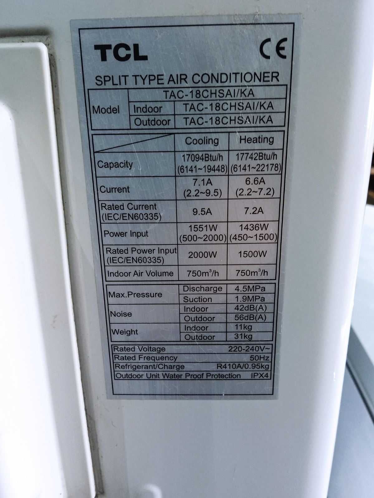 Кондиционер Б/у  сплит-системы TCL TAC-18CHSA/KA