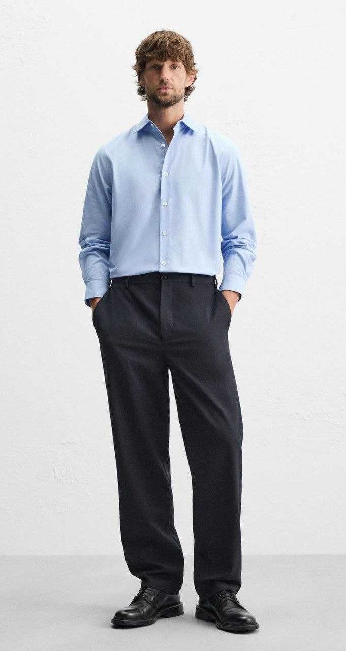 Штани ZARA straight-leg із змішаної вовняної такнини новинка 2025 рік