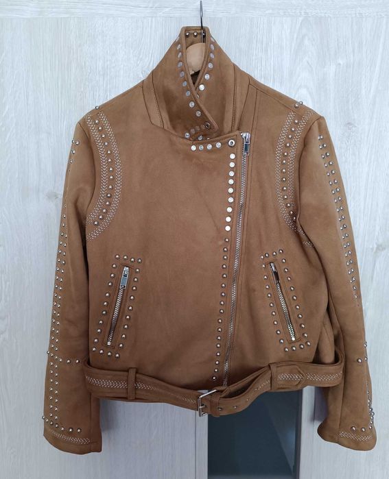 Kurtka ramoneska damska kolor brązowy firma ZARA rozmiar XL