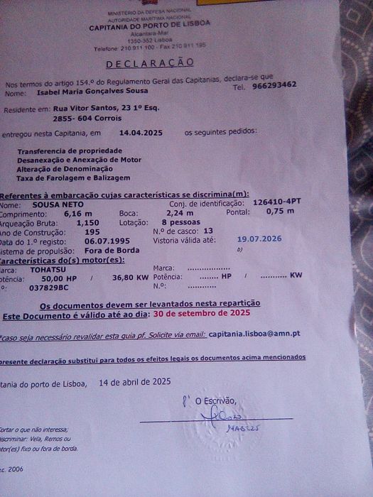 Barco de recreio classe 4 pronto a navega