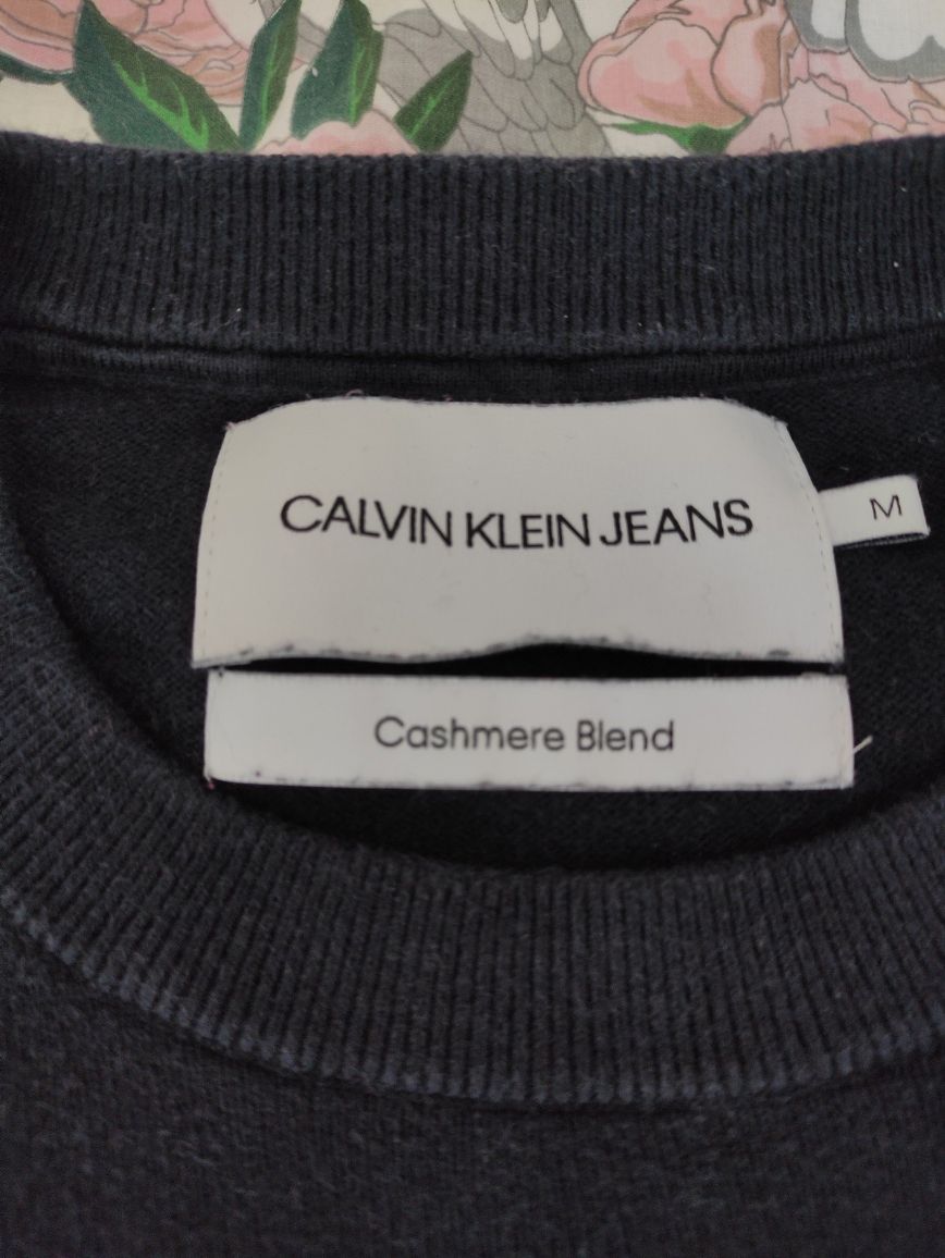 Sweter granatowy Calvin Klein r. M z dodatkiem kaszmiru