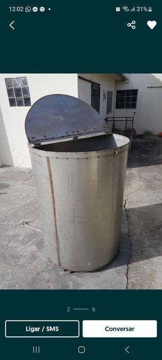 Depósito de aço  inox de 800L.