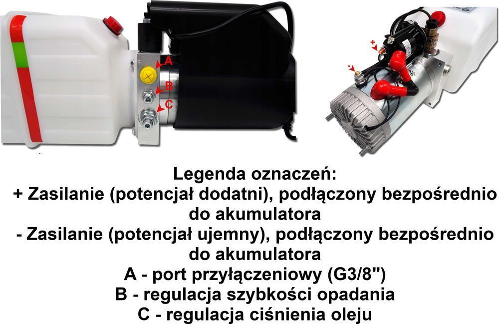 Zestaw wywrot 3 strony Siłownik 1250 kołyska i agregat 12V KPL [7263]