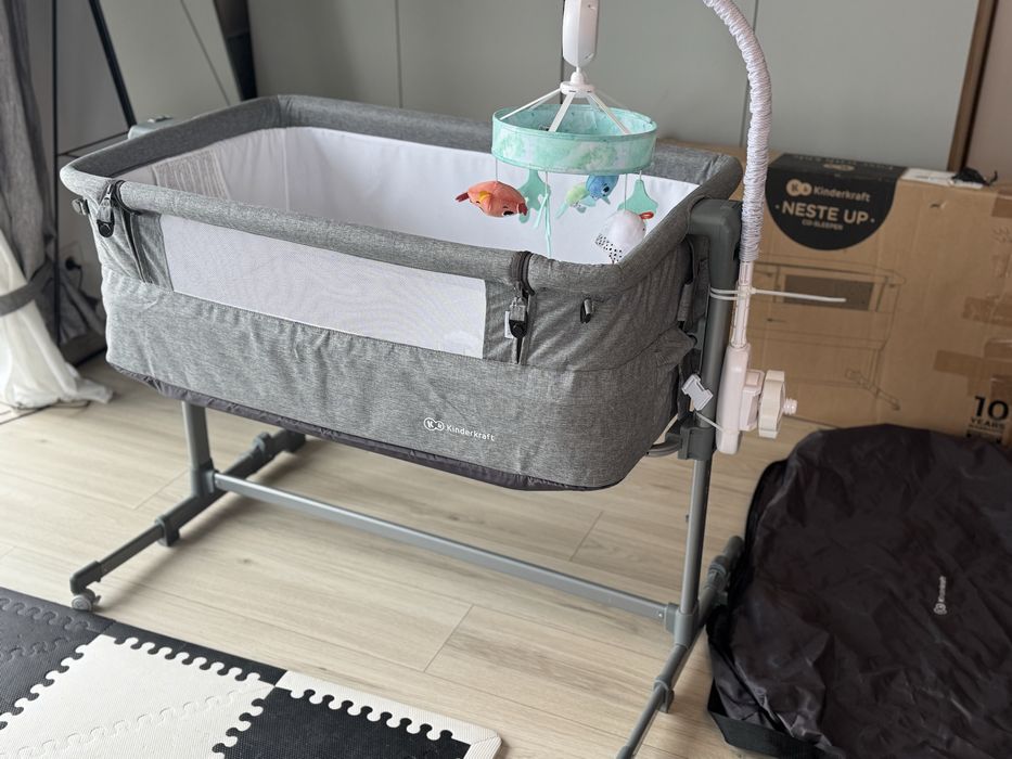 Kinderkraft, Neste Up, łóżeczko dostawne, Grey Melange. Stan idealny