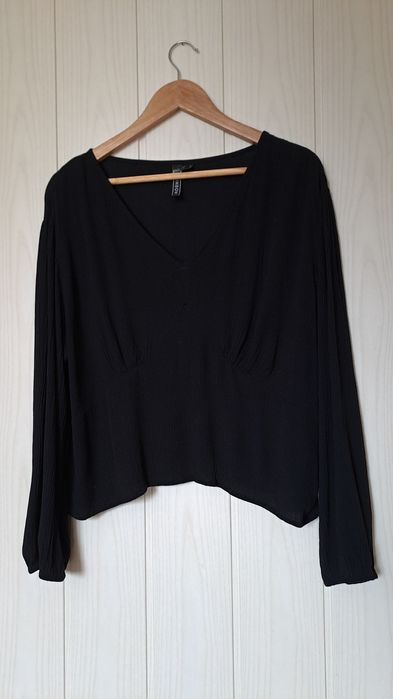 Bluzka rozkloszowane rękawy coquette oversize Bonprix wiskoza 50 52