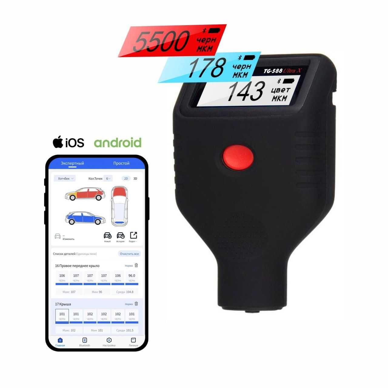 Товщиномір Profiline TG-588 Ultra X з пошуком GPS-трек Рівне Бароскоп