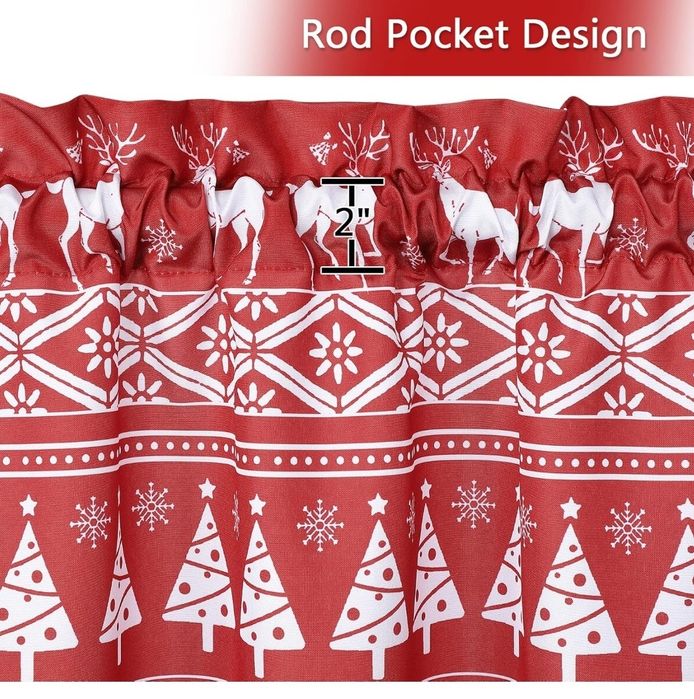 Świąteczne, krótkie zasłonki na okna