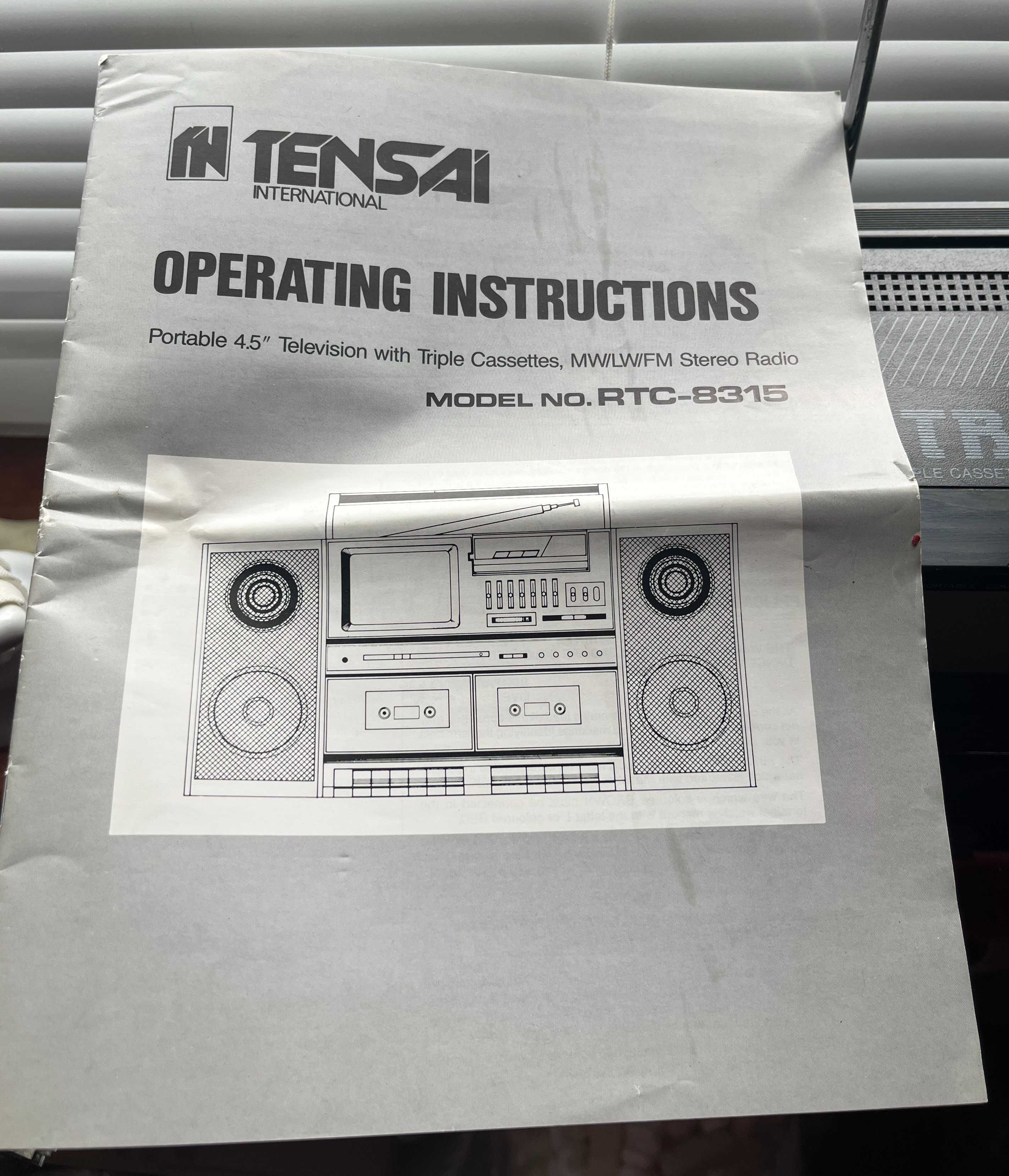 Tensai RTC-8315 + instrukcja mega rarytas mini wieża z walkman i TV