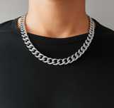 CHAIN łańcuch gruby 10 mm długość 50 cm kolor srebrny splot pancerka