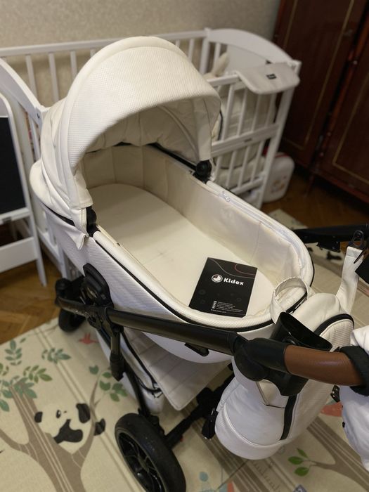 Дитяча Коляска 2 в 1 Kidex K-Style Diamond White Handle Brown