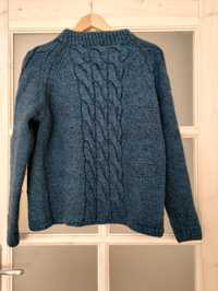 Swetr sweter wełna granat niebieski ciepły gruby