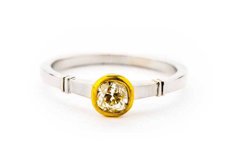 Platynowo Złoty Pierścionek - 4,32g - DIAMENT 0,58ct - KRAKÓW
