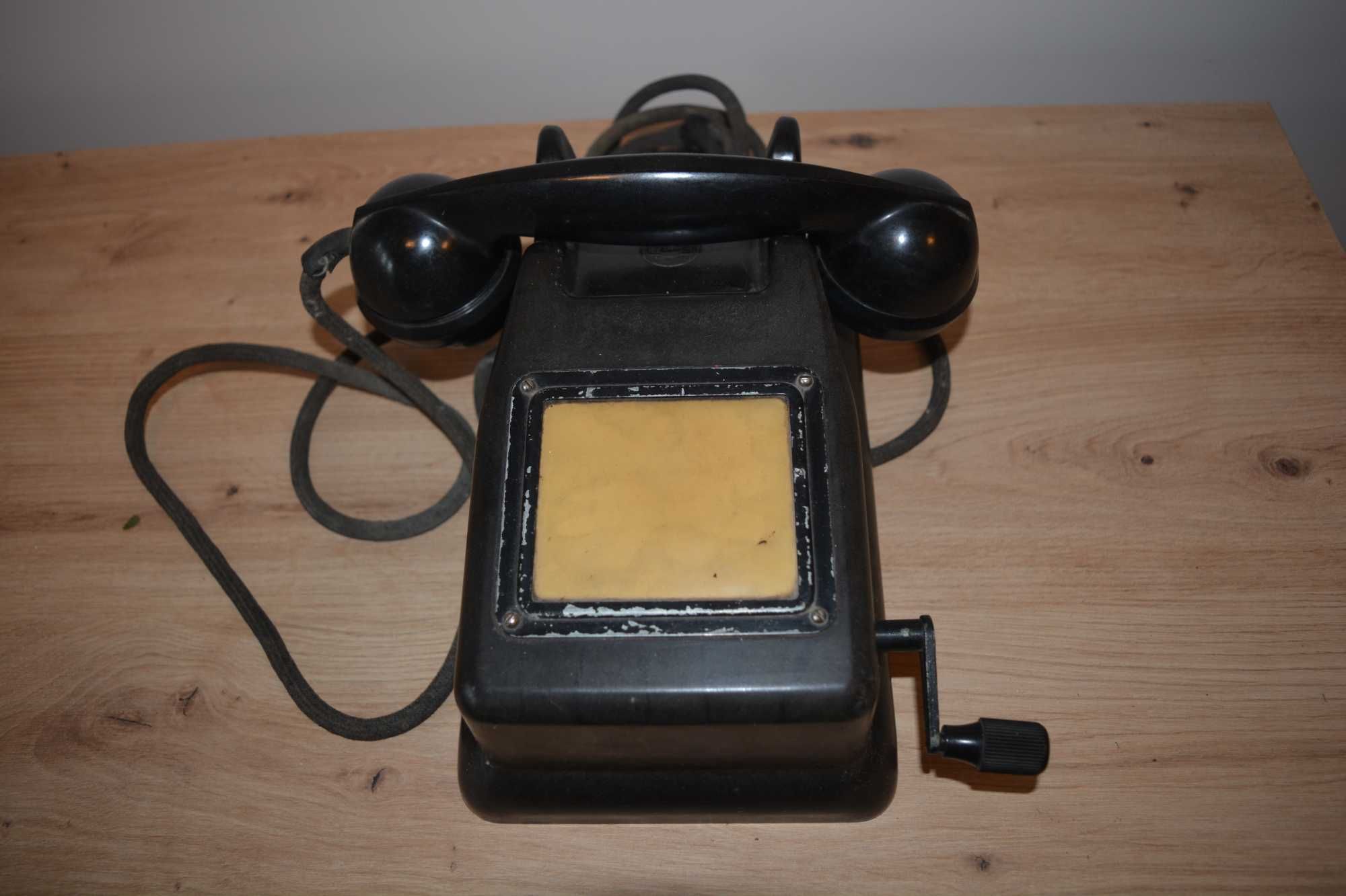 Stary telefon Telos aparat MB na korbkę