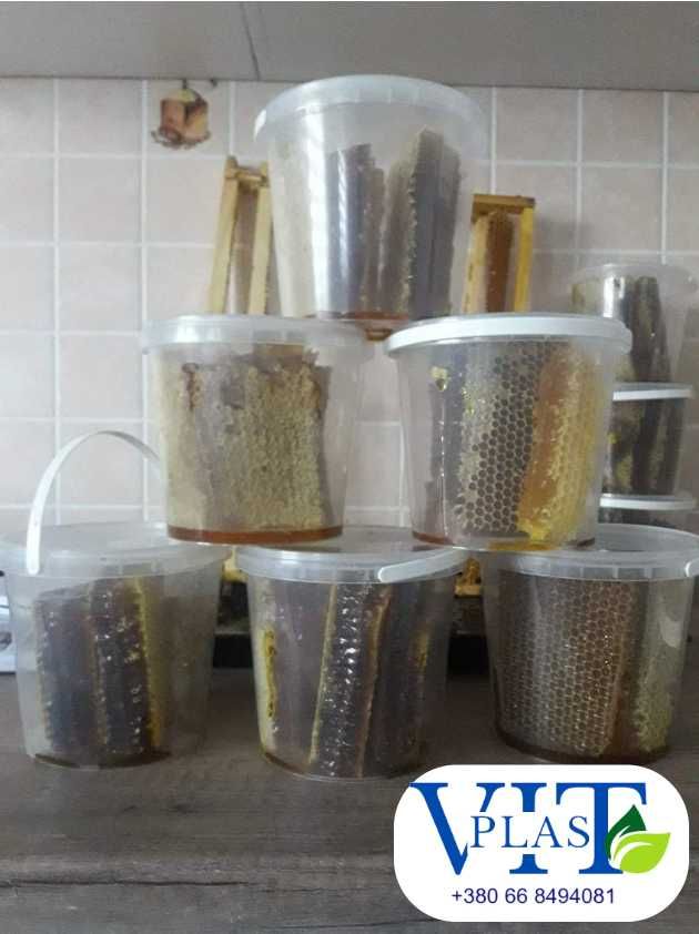 Відро пластикове з кришкою 1 л оптом для меду, квашенини, ікри, риби