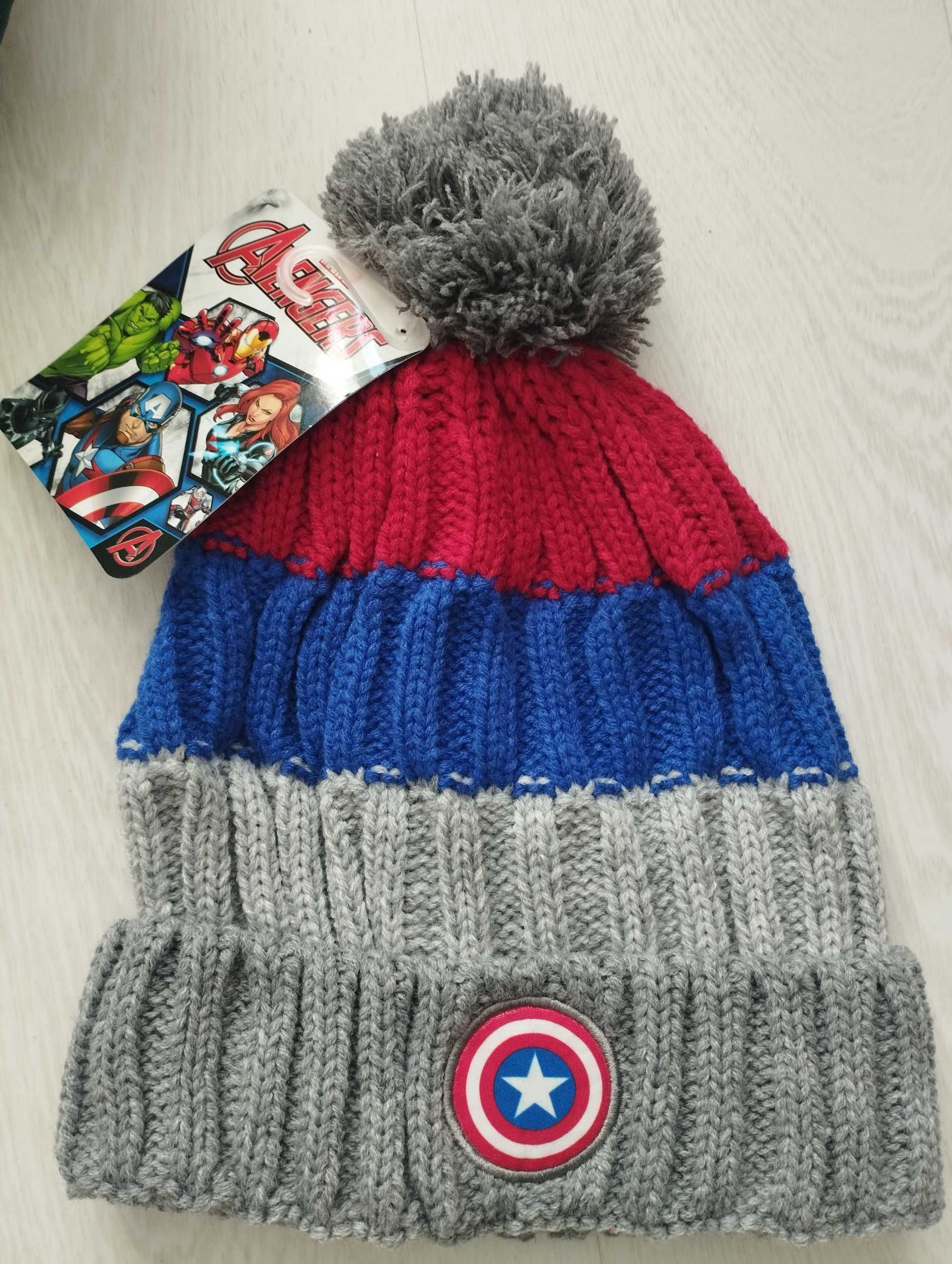 Marvel Avengers czapka zimowa szaro niebiesko czerwona