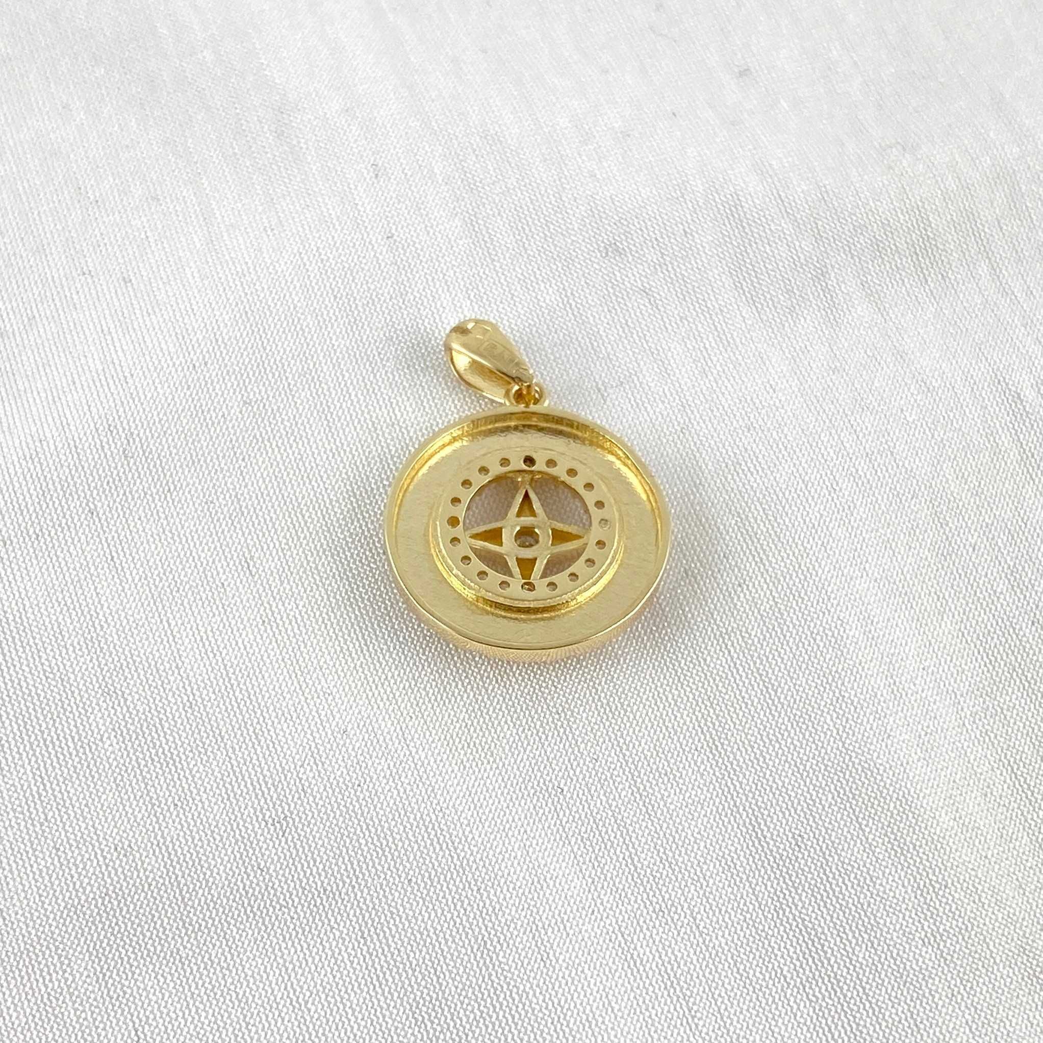 ZŁOTA zawieszka kompas RÓŻA WIATRÓW z cyrkoniami PR. 585 (14K)