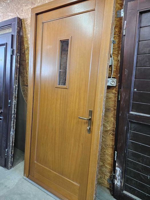 DRZWI Zewnętrzne Mahoniowe Drewniane Wejściowe 108x229cm