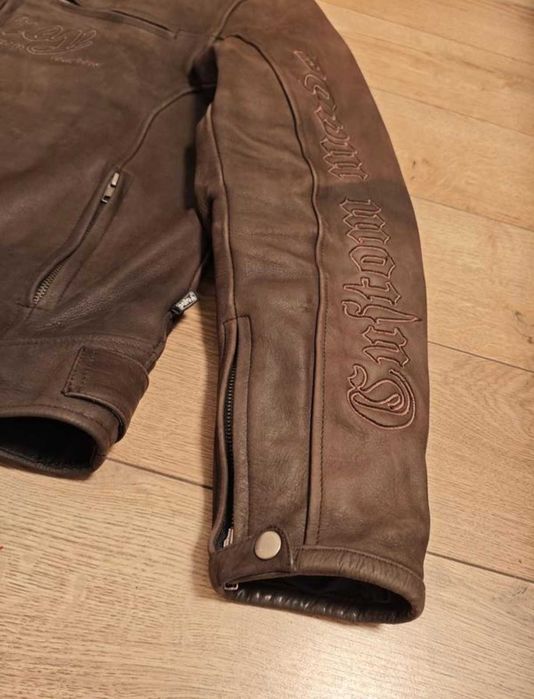 delroy р. xl коричнева шкіряна нубук куртка байкерська чоловіча мото