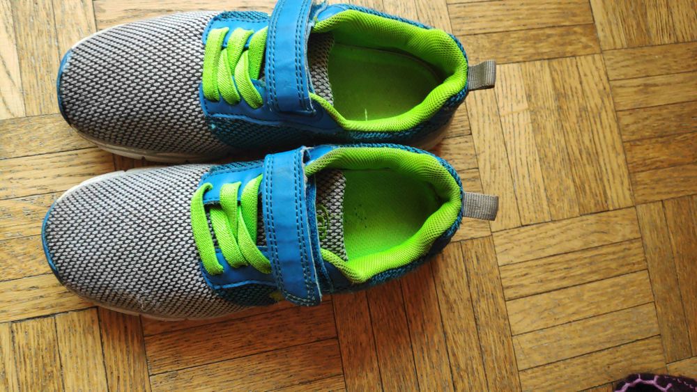 Buty typu adidasy z materiału niebiesko-seledynowe, r. 32