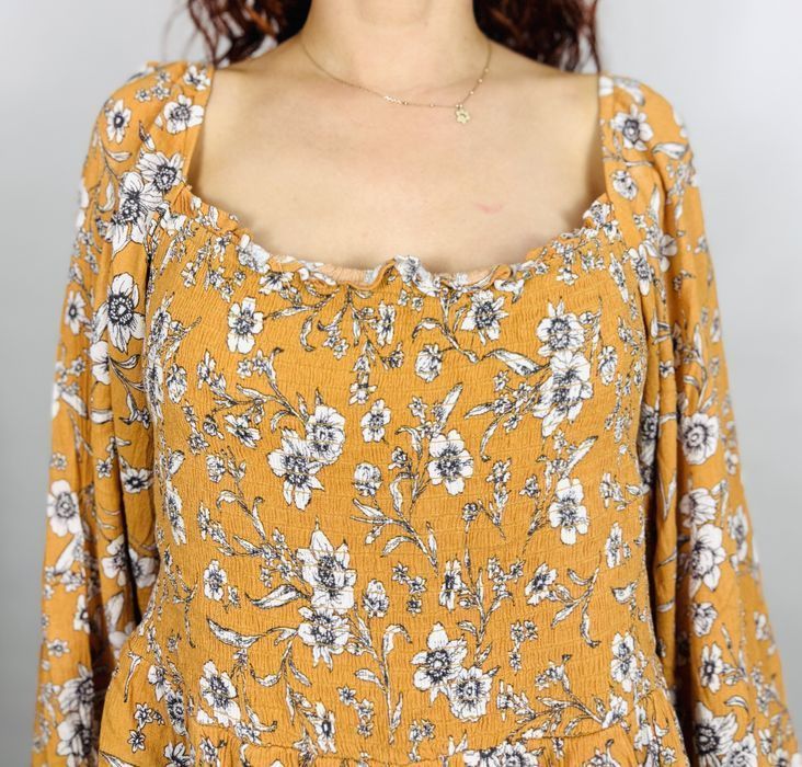 Bluzka musztardowa w kwiaty XXL 44 Primark