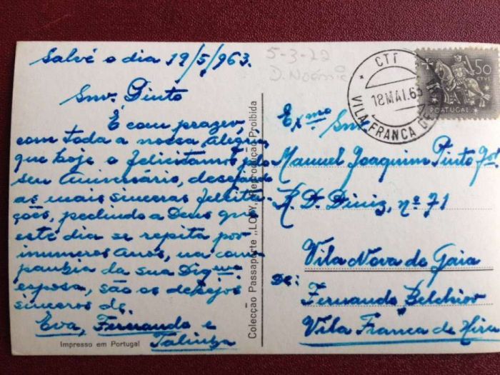 Postal V.F. Xira 1950 selado