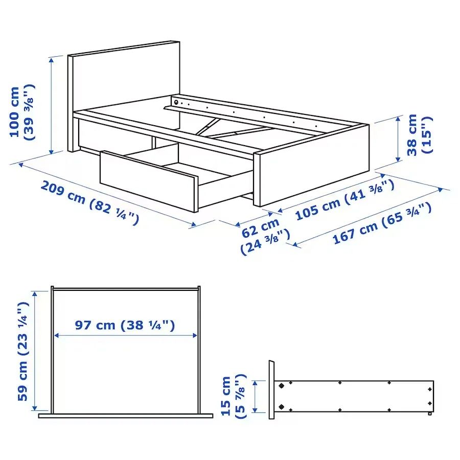 Łóżko Malm Ikea 90x200