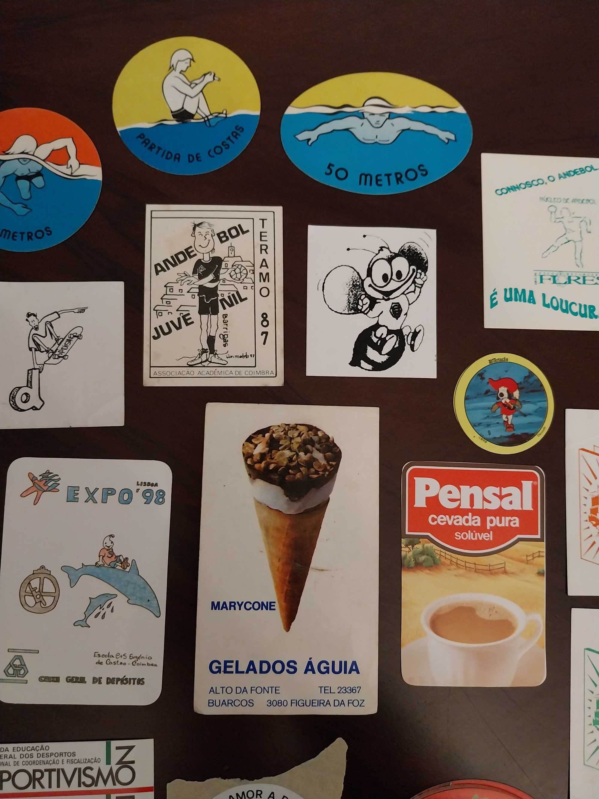 Lote 23 autocolantes variados - desporto, alimentação, expo 98 vintage