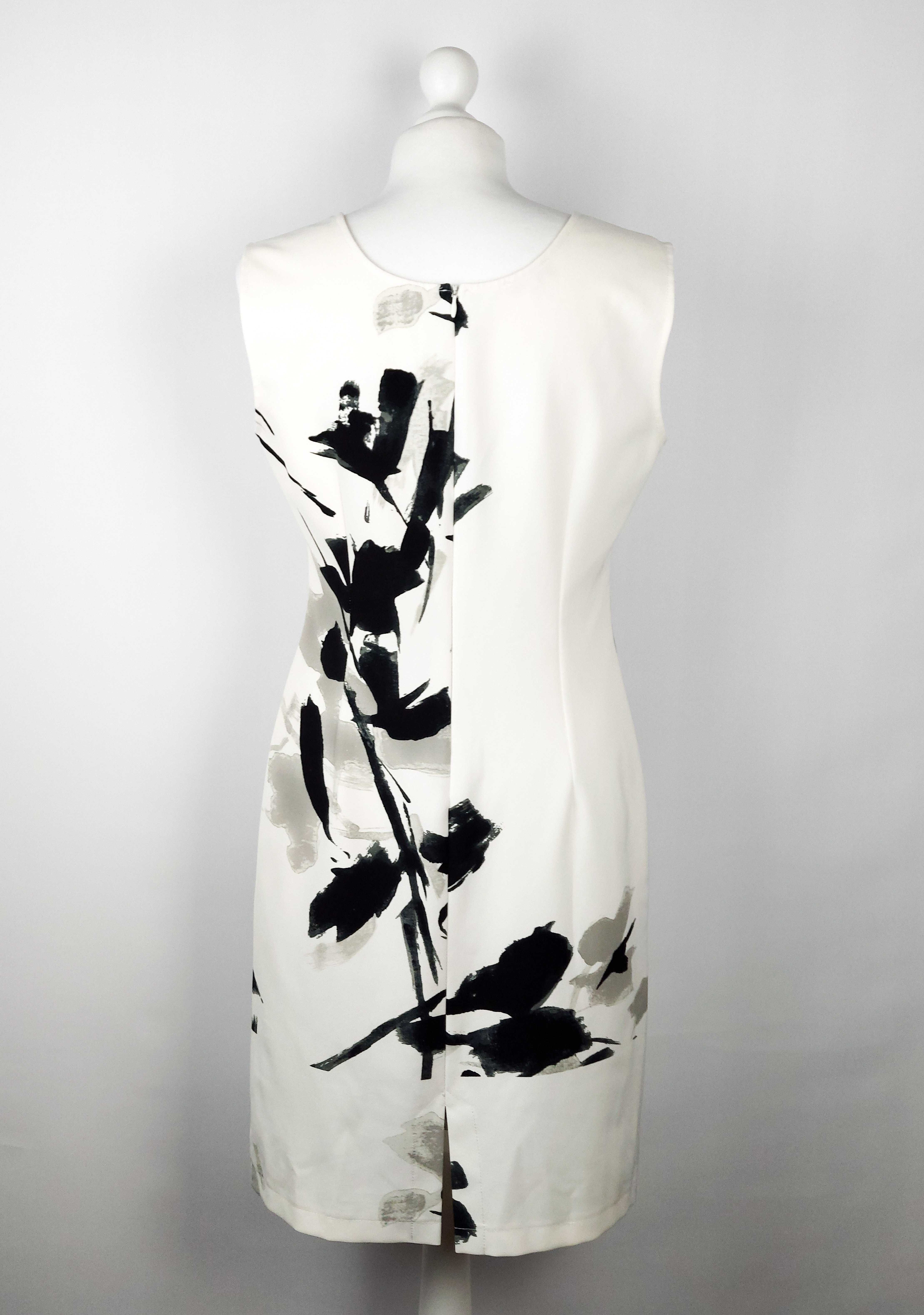 Elegancka czarno biały sukienka rozmiar 42 na szerokich ramiączkach