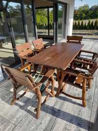 Zestaw dębowy ogrodowy stoł krzesła meble ogrodowe