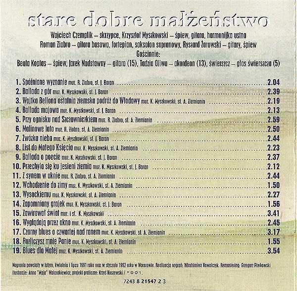 Płyta CD Stare Dobre Małżeństwo ‎" Czarny blues o czwartej nad ranem "