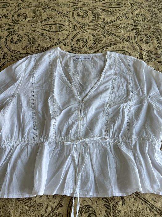 Blusa branca de manga comprida da Lefties, Tam XL