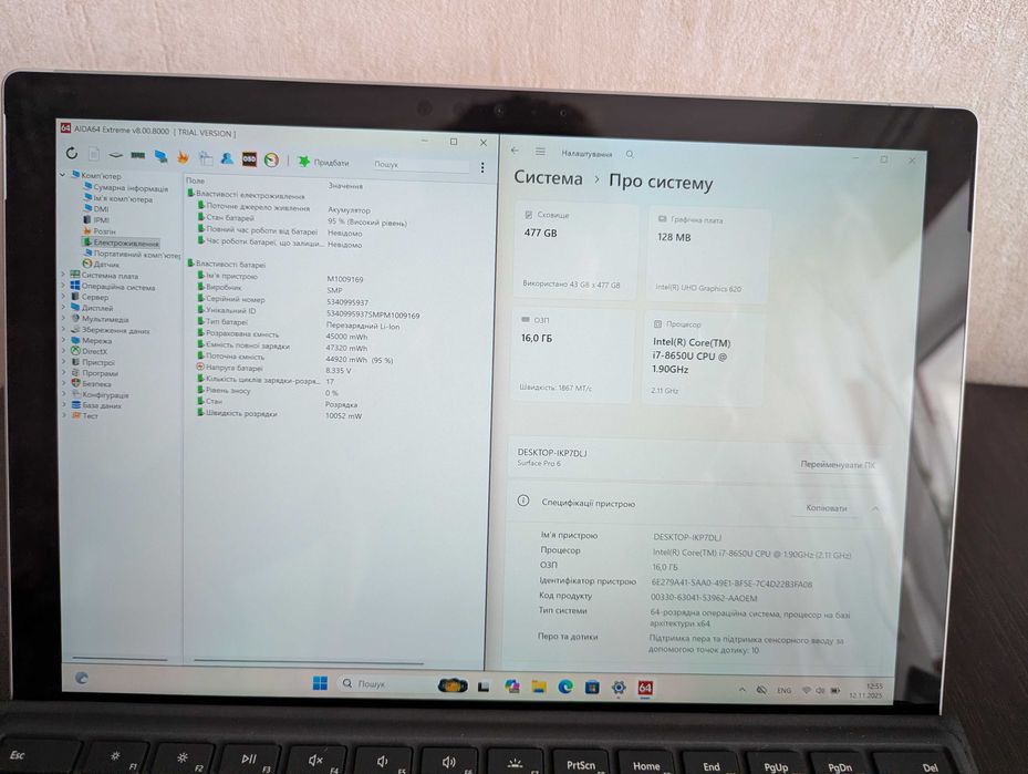 Microsoft Surface Pro 6 16/512gb Intel Core i7-8650u Батарея 100%