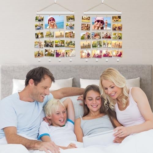 Zestaw 2 drewnianych wiszących ramek do zdjęć