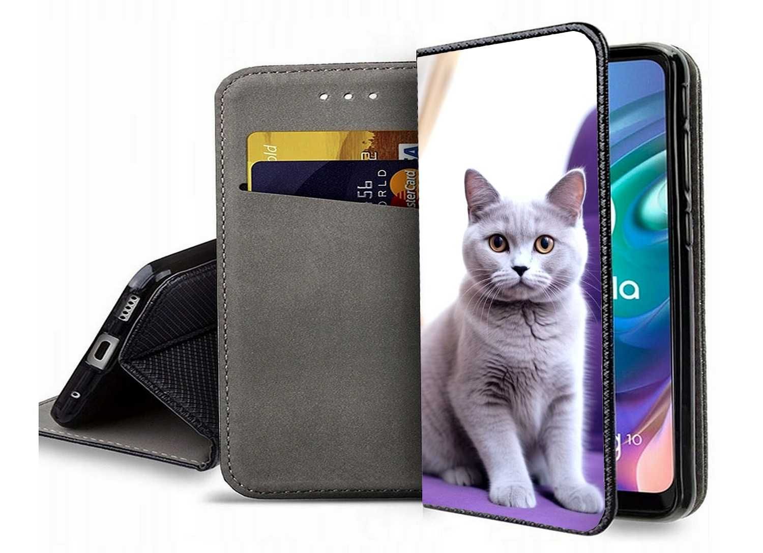 Etui zamykane na telefon kot Brytyjski iPhone Samsung Realme OPPO VIVO