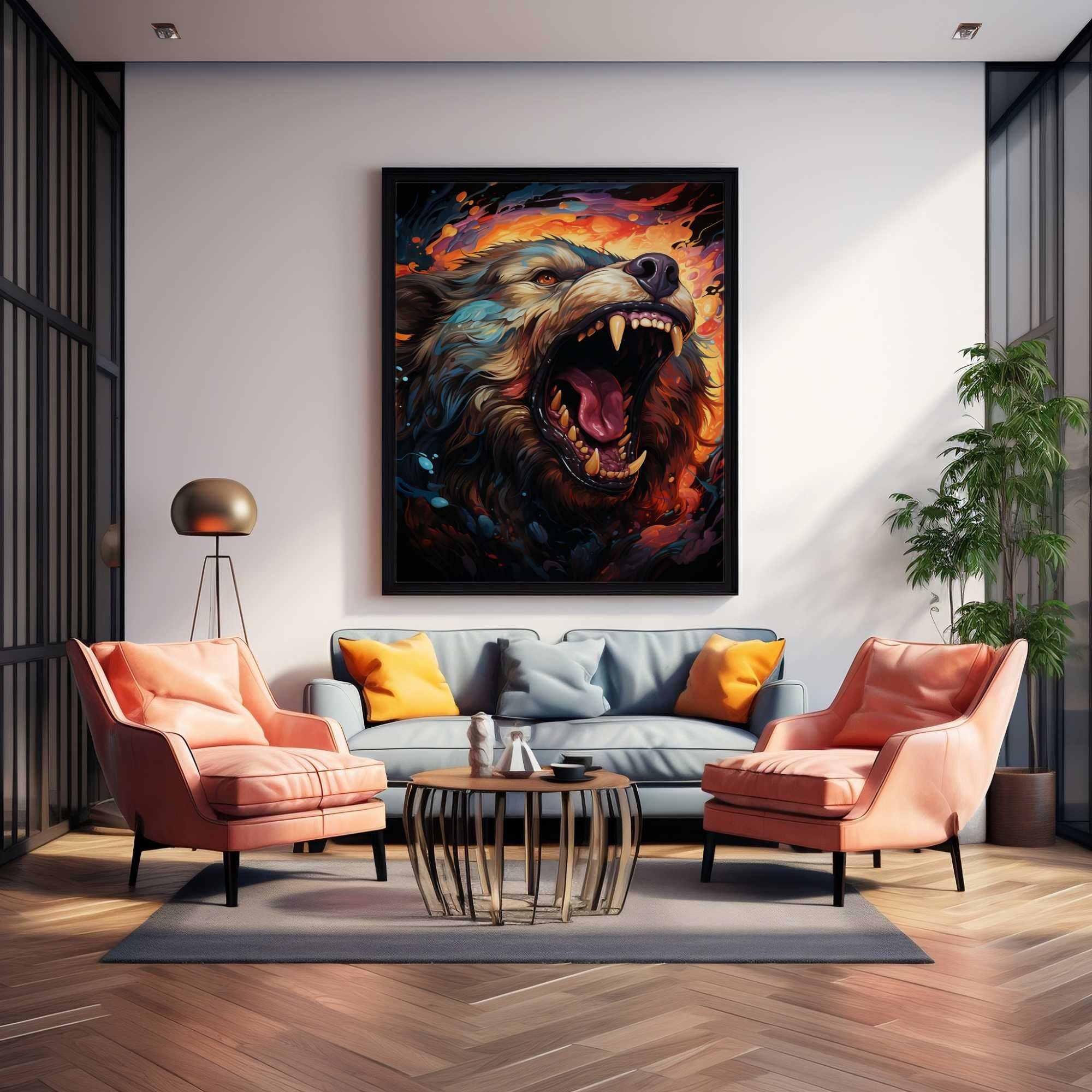 Plakat na Ścianę Obraz Wściekły Niedźwiedź Fantasy 50x70 cm Premium