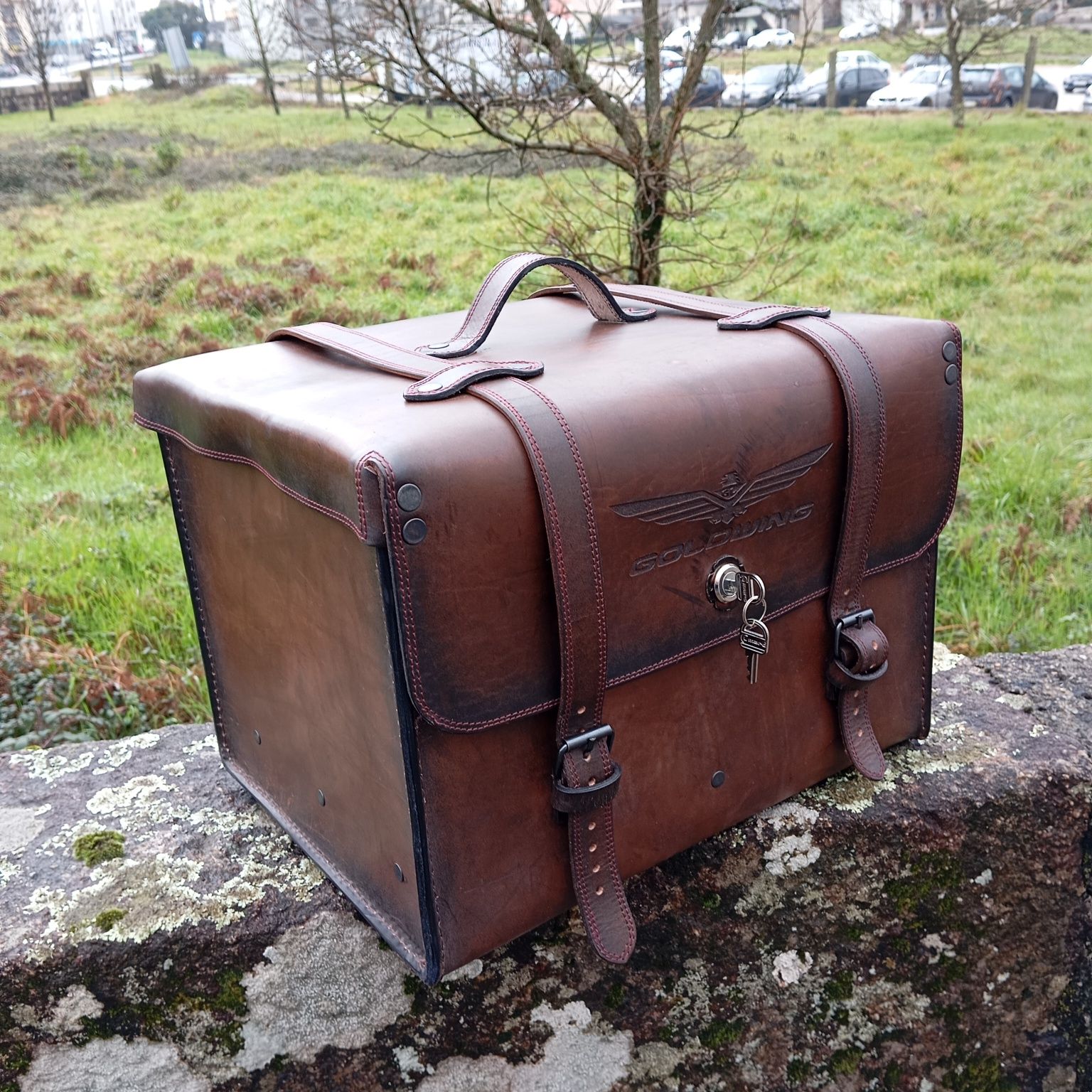 Topcase/mala de qualidade em couro