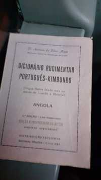 Dicionário rudimentar Português Kimbundo angola 1964 raro colonial