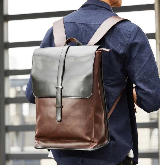 Мужской кожаный коричневый рюкзак чоловічий рюкзак сумка для ноутбука