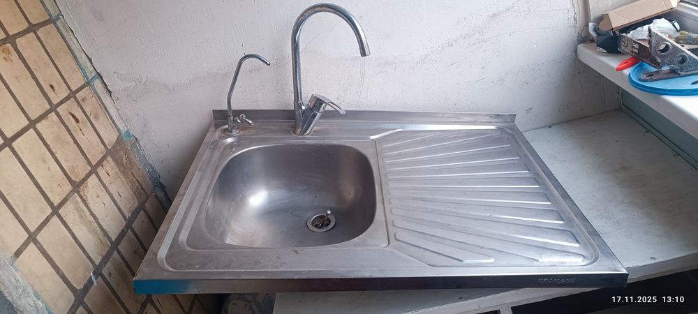Мойка нержавейка 60*80 со смесителем и сливом