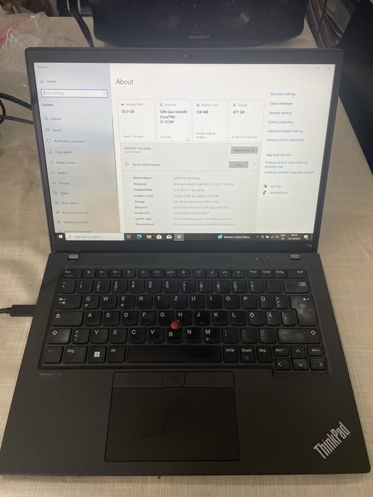 Lenovo Thinkpad T14gen3 i7 1270P, 32GB, 512G