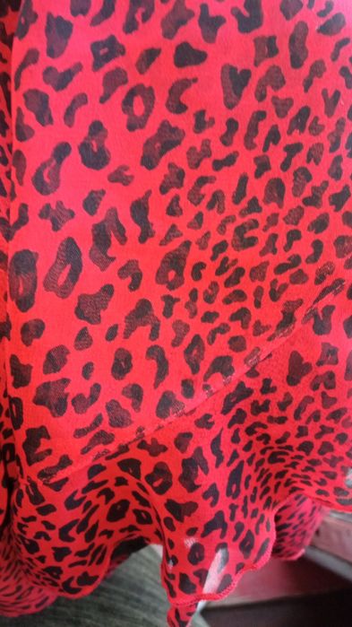 Сукня нарядна шифонова Червона Лео леопард