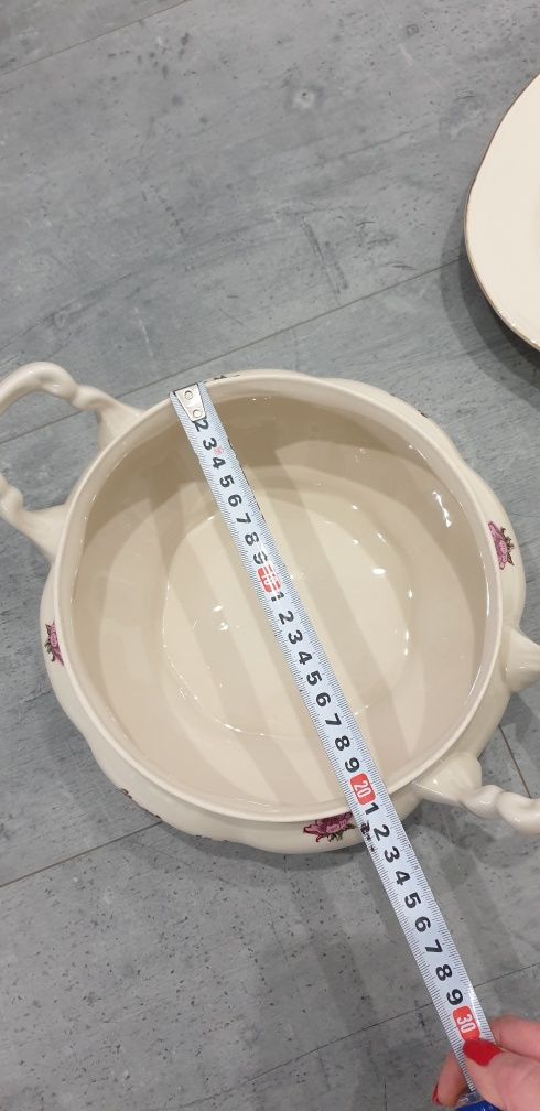 Porcelana Chodzież zastawa 6 osób, 2 półmiski, misa, waza, sosjerka