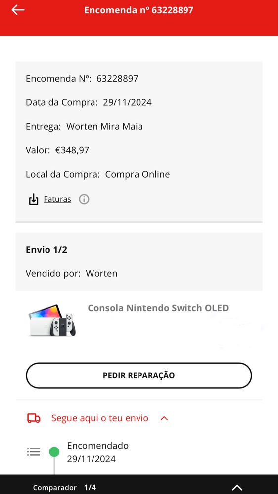 Nintendo switch oled nova