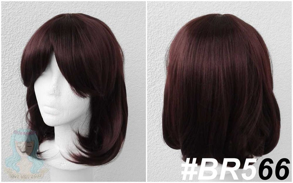 Krótka ciemna brązowa peruka z grzywką bob cosplay wig