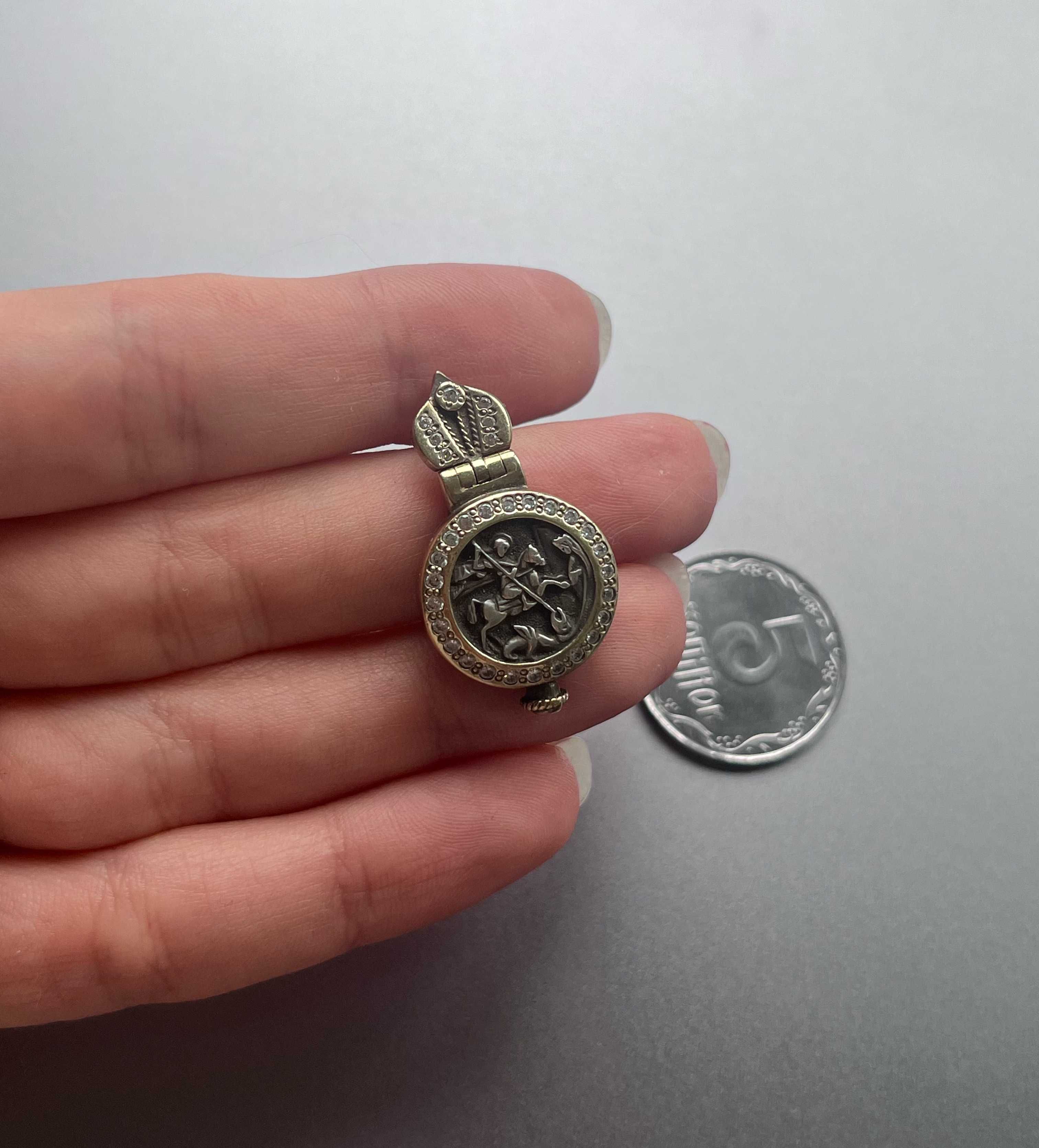 Образ-мощевик «Св. Георгий Победоносец», серебро 925° с позолотой